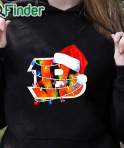 black hoodie Cincinnati Bengals Santa Hat Christmas Lights Sweatshirt