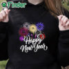 black hoodie Fireworks colorful New Years Eve Happy New Year 2024 shirt