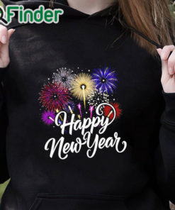 black hoodie Fireworks colorful New Years Eve Happy New Year 2024 shirt