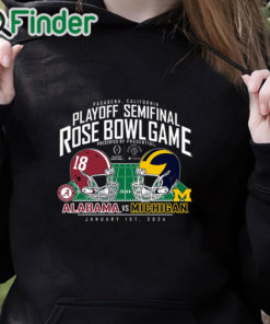 black hoodie Michigan Wolverines vs Alabama Crimson Tide Playoff Semifinal 2024 Rose Bowl T Shirt