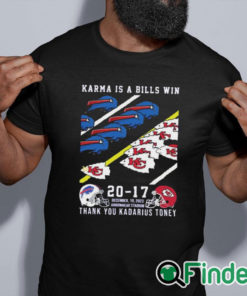 black shirt Buffalo Bills And Kansas City Chiefs Karma Is A Bills Win Thank You Kadarius Toney Shirt