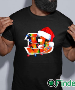 black shirt Cincinnati Bengals Santa Hat Christmas Lights Sweatshirt