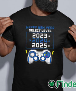 black shirt Happy New Year 2024 And Gamepad Print Unisex Shirt