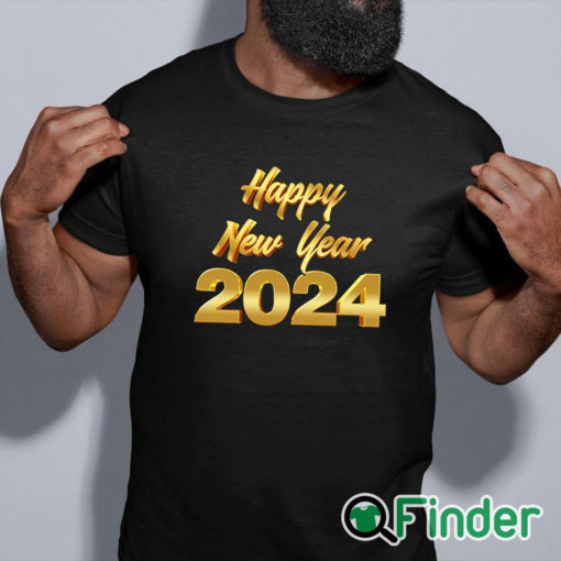 black shirt Happy New Year 2024 Letter Print Casual Sweatshirt