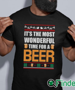 black shirt It's The Most Wonderful Time For A Beer Funny Ugly Christmas Sweatshirt