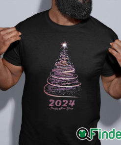 black shirt New Year Shirt for Women 2024 Happy New Year Letter Printed T shirt