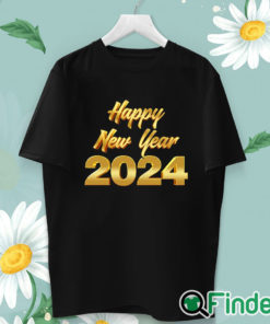 unisex T shirt Happy New Year 2024 Letter Print Casual Sweatshirt