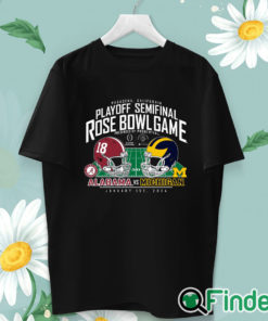 unisex T shirt Michigan Wolverines vs Alabama Crimson Tide Playoff Semifinal 2024 Rose Bowl T Shirt