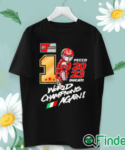 unisex T shirt Pecco 2023 Ducati World Champions Again T Shirt