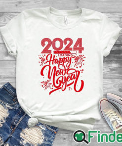 white T shirt 2024 HAPPY NEW YEAR Letter Print Unisex Shirt