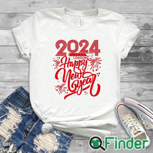 white T shirt 2024 HAPPY NEW YEAR Letter Print Unisex Shirt