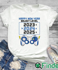 white T shirt Happy New Year 2024 And Gamepad Print T shirt