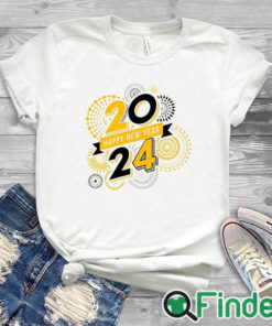 white T shirt Happy New Year Shirt for Women 2024 Letter Printed Shirt