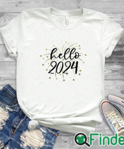 white T shirt Hello 2024 Print Women T shirt Happy New Year Party Female Outfit Tops Winter Holiday