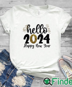 white T shirt Hello 2024 Print Women T shirt Happy New Year Party Female Outfit Tops Winter Holiday Short