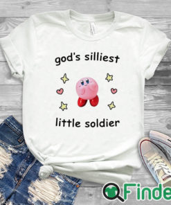 white T shirt Kirby God's Silliest Little Soldier Shirt