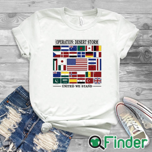 white T shirt Operation Desert Storm United We Stand Gulf War Shirt