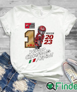 white T shirt Pecco 2023 Ducati World Champions Again Shirt