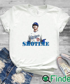 white T shirt Shohei Ohtani Shotime Los Angeles Dodgers Jay Dodger Baseball Photo t shirt
