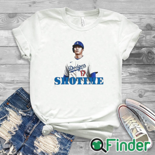white T shirt Shohei Ohtani Shotime Los Angeles Dodgers Jay Dodger Baseball Photo t shirt