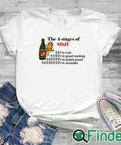 white T shirt The 4 Stages Of Soju Garfield Shirt