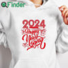 white hoodie 2024 HAPPY NEW YEAR Letter Print Unisex Shirt