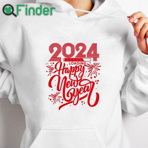 white hoodie 2024 HAPPY NEW YEAR Letter Print Unisex Shirt