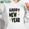 white hoodie HAPPY NEW YEAR Letter Print Sweatshirt