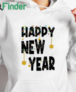 white hoodie HAPPY NEW YEAR Letter Print Sweatshirt