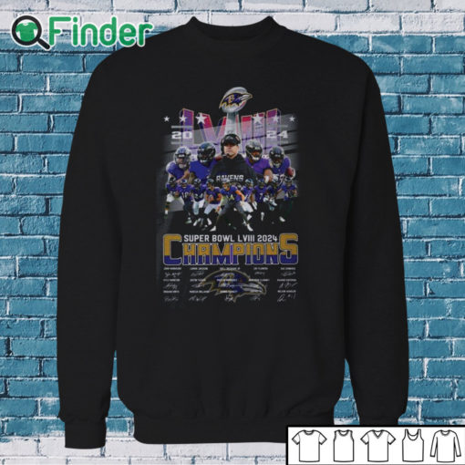 Sweatshirt Ravens Super Bowl LVIII 2024 Champions Signatures Shirt