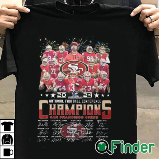 T shirt black 49ers 2024 National Football Conference Champions Signature Shirt