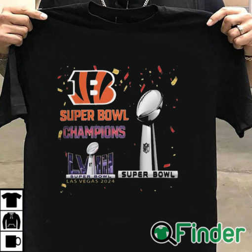 T shirt black Bengals Super Bowl Champions LVIII Las Vegas 2024 Shirt