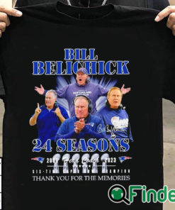 T shirt black Bill Belichick New England Patriots 2000 2023 24 Seasons Thank You For The Memories Shirt