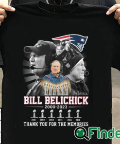 T shirt black Bill Belichick Patriots 2000 2023 6 Super Bowl Champion Thank You For The Memories Shirt