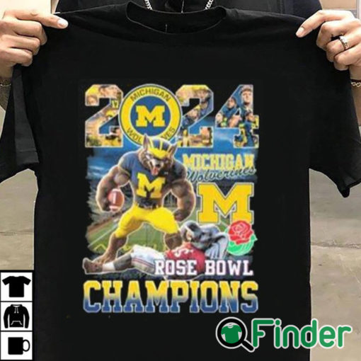 T shirt black Michigan Beat Alabama 2024 Rose Bowl Champions Shirt