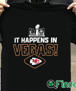 T shirt black Official 2024 It happens in Vegas Kansas City Chiefs Super Bowl LVII t shirt