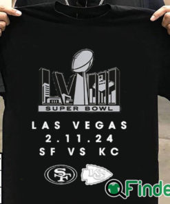T shirt black Official kansas City Chiefs vs. San Francisco 49ers Super Bowl LVIII Las Vegas 2.11,2024 Shirt