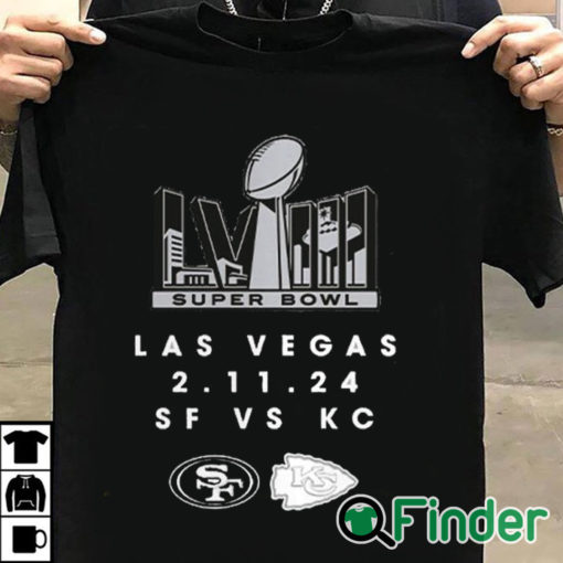 T shirt black Official kansas City Chiefs vs. San Francisco 49ers Super Bowl LVIII Las Vegas 2.11,2024 Shirt