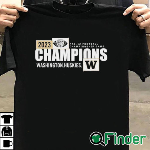 T shirt black Washington Huskies 2023 Pac 12 Football Conference Champions shirt