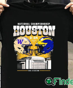 T shirt black Washington Huskies vs Michigan Wolverines CFP National Championship Houston 2024 shirt