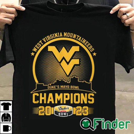 T shirt black West Virginia Mountaineers Duke's Mayo Bowl Champions 2023 Shirt