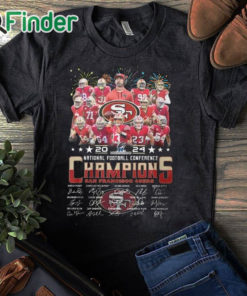 black T shirt 49ers 2024 National Football Conference Champions Signature Shirt