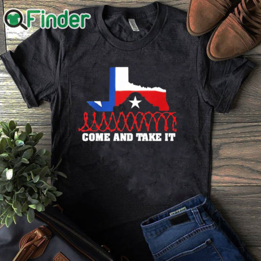 black T shirt Attorney General Ken Paxton Come And Take It Razor Wire Texas Shirt