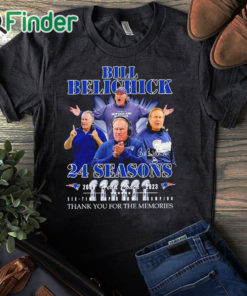 black T shirt Bill Belichick New England Patriots 2000 2023 24 Seasons Thank You For The Memories Shirt
