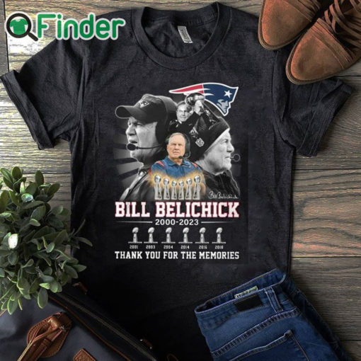 black T shirt Bill Belichick Patriots 2000 2023 6 Super Bowl Champion Thank You For The Memories Shirt