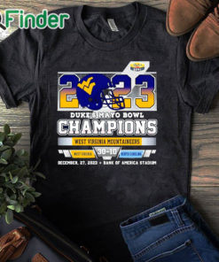 black T shirt Duke's Mayo Bowl Champions West Virginia Mountaineers 30 10 North Carolina 2023 shirt
