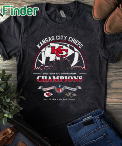 black T shirt Kansas City Chiefs Winners Season 2023 2024 AFC Championship NFL Divisional Skyline Shirt
