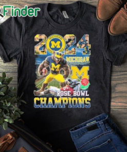 black T shirt Michigan Beat Alabama 2024 Rose Bowl Champions Shirt