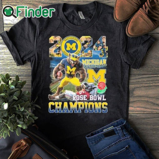 black T shirt Michigan Beat Alabama 2024 Rose Bowl Champions Shirt