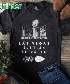 black T shirt Official kansas City Chiefs vs. San Francisco 49ers Super Bowl LVIII Las Vegas 2.11,2024 Shirt